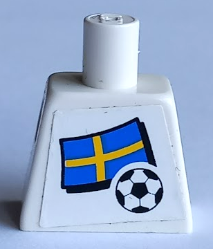 Torso Soccer White/Blue Team, Swedish Flag Sticker Front, Black Number Sticker Back Pattern (specify number in listing)
