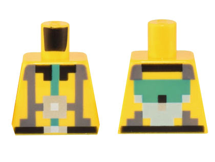 Torso Pixelated Dark Bluish Gray and Dark Turquoise Harness, Black Belt and Collar, Silver Buckle Pattern