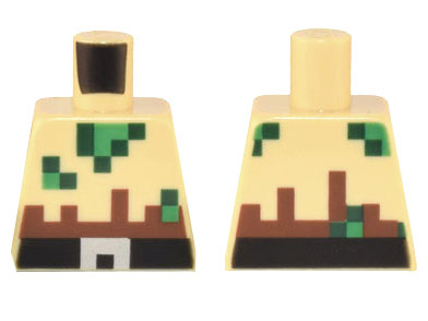 Torso Pixelated Ripped Shirt with Green and Dark Green Holes and Black and Silver Belt Pattern