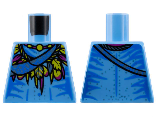 Torso Na'vi with Blue Markings and Sash, Magenta and Yellow Feathers Mantle and Necklace, and Silver Spots Pattern