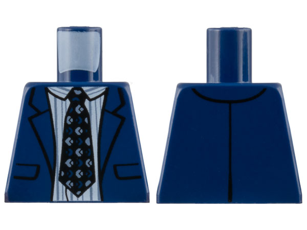 Torso Suit Jacket over White Shirt with Sand Blue Pinstripes, Black Tie Pattern