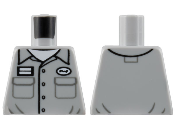 Torso Button Up Shirt with 4 Pockets and Name Patch, White T-Shirt Pattern