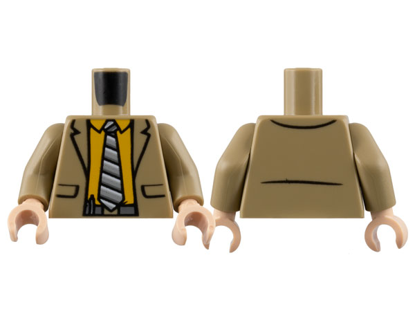 Torso Suit Jacket, Bright Light Orange Shirt, Diagonal Striped Tie, Dark Bluish Gray Belt Pattern / Dark Tan Arms / Light Nougat Hands