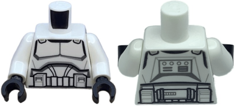 Torso SW Armor Clone Trooper with Black Belt and Dark Bluish Gray and Light Bluish Gray Markings Pattern / White Arms / Black Hands