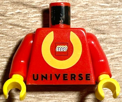 Torso with Black 'UNIVERSE' and Yellow LEGO Universe Logo Pattern / Red Arms / Yellow Hands
