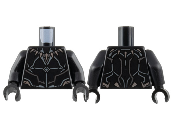 Torso Necklace with 7 Claws, Light Bluish Gray and Pearl Dark Gray Lines and Contours Pattern / Black Arms / Black Hands