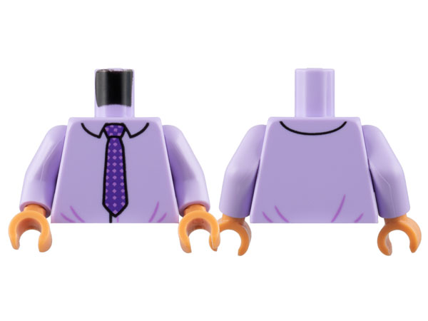 Torso Dress Shirt, Dark Purple Checkered Tie Pattern / Lavender Arms / Nougat Hands