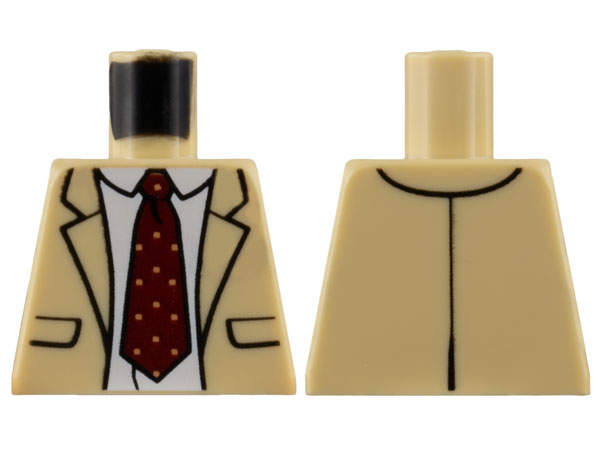 Torso Suit Jacket, White Shirt, Dark Red Tie with Squares Pattern