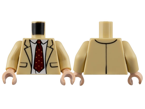 Torso Suit Jacket, White Shirt, Dark Red Tie with Squares Pattern / Tan Arms / Light Nougat Hands
