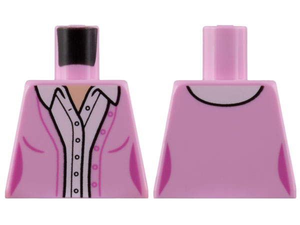 Torso Female Sweater, White Button Up with Open Collar, Light Nougat Neck Pattern