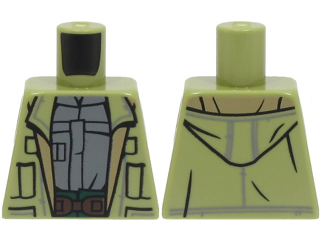 Torso Open Jacket with Hood over Dark Bluish Gray Shirt, Dark Brown Belt, Dark Green Pants Pattern