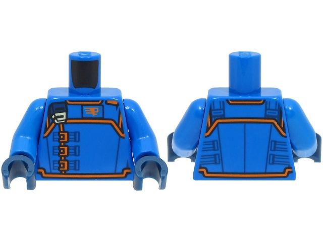 Torso SW Uniform with Orange Stripes and Clasps Pattern / Blue Arms / Dark Blue Hands