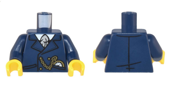 Torso Suit Jacket, White Shirt, Light Bluish Gray Tie, Gold Chain and Watch Pattern / Dark Blue Arms / Yellow Hands