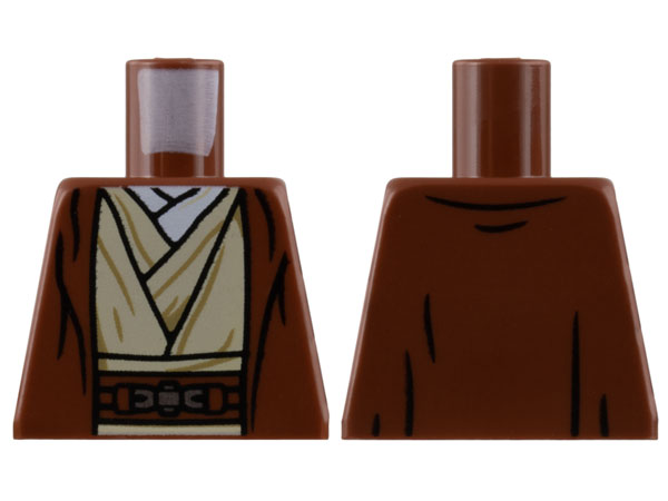 Torso Jedi Robe and Sash, Tan Tunic, White Shirt, Silver Buckle Pattern