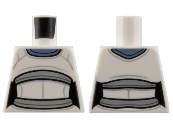 Torso Female Alien, Sand Blue Collar, Light Bluish Gray Hems, Open Midriff with Skin Pattern