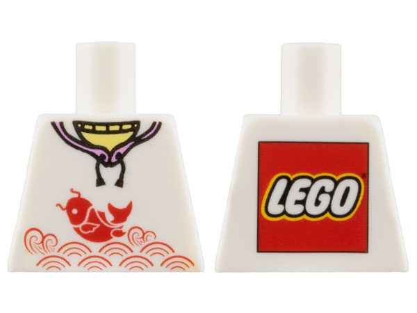 Torso Hoodie, Bright Light Yellow T-Shirt, Red Koi Fish, Waves, LEGO Logo on Back Pattern