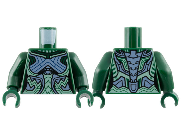 Torso Female Armor, Sand Green and Light Bluish Gray Panels Pattern / Dark Green Arms / Dark Green Hands