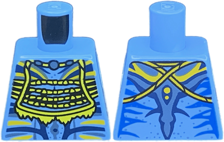 Torso Na'vi with Blue Markings, Yellow Tribal Vest, Silver Spots, and Bright Light Orange and Dark Blue War Paint Pattern