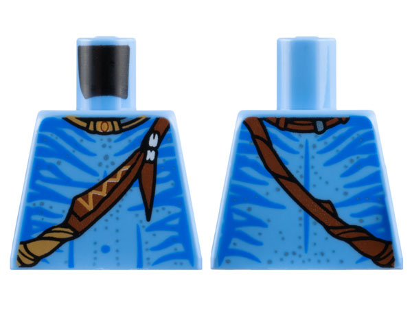 Torso Na'vi Blue Markings, Reddish Brown Strap and Necklace, Silver Spots Pattern