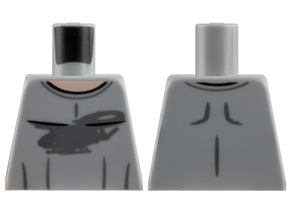 Torso T-Shirt with Dark Bluish Gray Avatar SA-2 Samson Helicopter Silhouette and Wrinkles, Light Nougat Neck Pattern