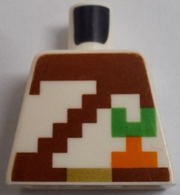 Torso Pixelated Reddish Brown Strap over Shirt, Carrot, and Belt with Gold Buckle Pattern