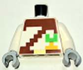 Torso Pixelated Reddish Brown Strap over Shirt, Carrot, and Belt with Gold Buckle Pattern / White Arms / Light Bluish Gray Hands