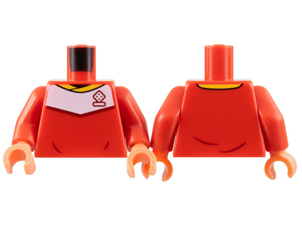 Torso Soccer Uniform, Yellow Collar, White Shoulder Panel, Dark Red Dice Logo Pattern / Red Arms / Nougat Hands