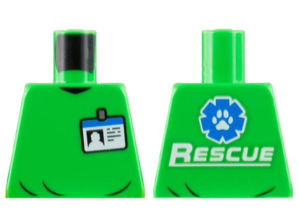 Torso Shirt with Name Badge, White and Blue 'RESCUE' and Paw Print Logo on Back Pattern