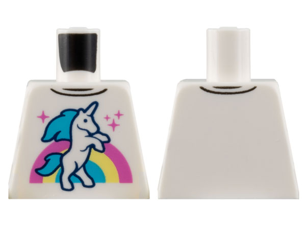 Torso Shirt with Unicorn, Sparkles, and Dark Pink, Bright Light Yellow, and Medium Azure Rainbow Pattern