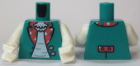 Torso Open Vest with Coral Lapels and 2 Buttons over White Shirt Pattern (BAM) / White Arms / White Hands