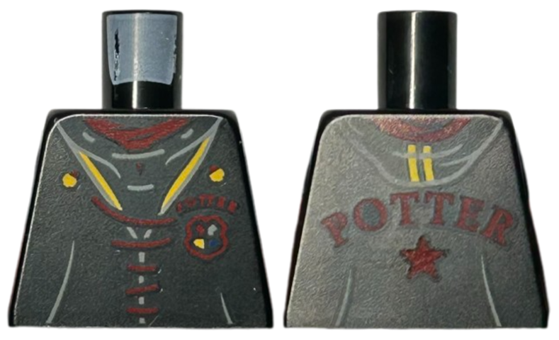 Torso Jacket with Hogwarts Crest, Dark Red 'POTTER' and Laces, Bright Light Orange Trim Pattern