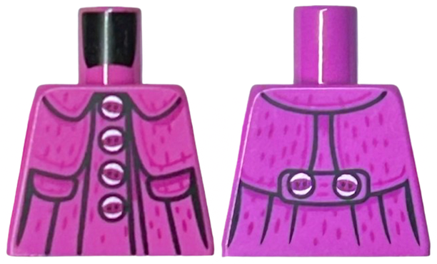 Torso Jacket with 4 Silver Buttons, Pockets, Magenta Highlights Pattern