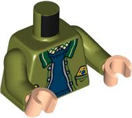 Torso Jacket Open with Dark Green Collar, Dark Blue Jumper, Lollipop and Chocolate Frog in Pockets Pattern / Olive Green Arms / Light Nougat Hands