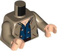 Torso Female Cardigan, Dark Blue Shirt with Flowers, Silver Necklace, Reddish Brown Belt Pattern / Dark Tan Arms / Light Nougat Hands