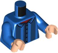 Torso Shirt with Dark Blue Vertical Stripes and Black Buttons over Dark Red Undershirt Pattern / Blue Arms / Light Nougat Hands