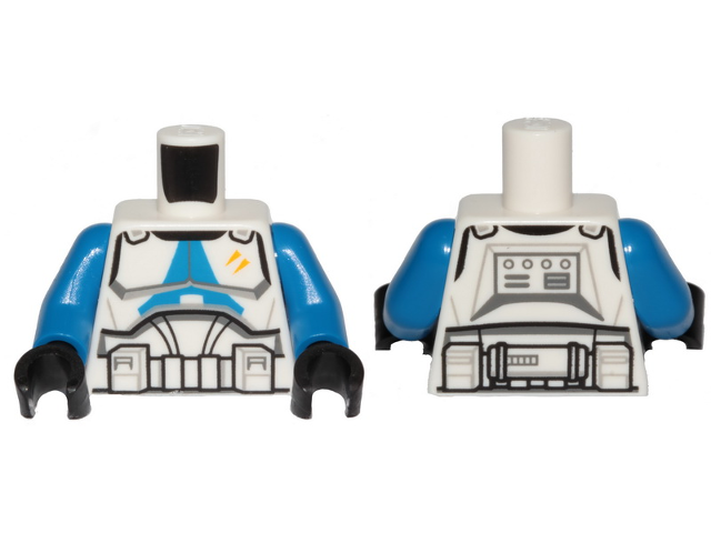 Torso SW Armor Clone Trooper with Blue 501st Legion Markings and 2 Yellow Stripes Pattern (Clone Wars) / Blue Arms / Black Hands