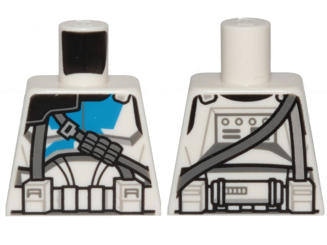 Torso SW Armor Clone Trooper with Blue 501st Legion Markings and Dark Bluish Gray Diagonal Belt Pattern (Clone Wars)