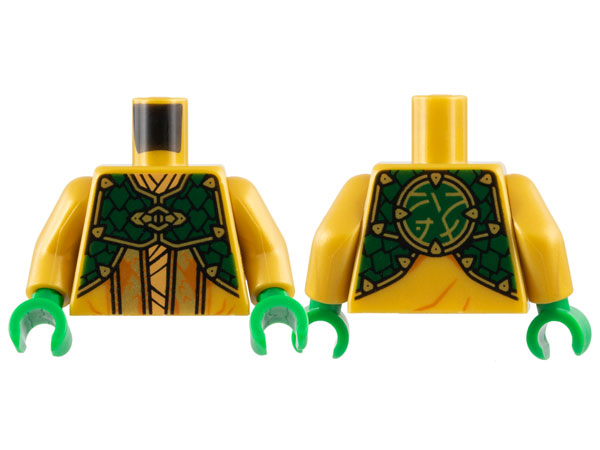 Torso Robe with Dark Orange Trim, Dark Green Mantle, Core Logo on Back Pattern / Pearl Gold Arms / Green Hands