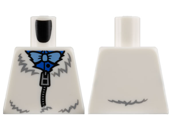 Torso Panda Costume, Dark Bluish Gray Fur, Silver Zipper, Blue Shirt, Bright Light Blue Bow Tie Pattern (BAM)