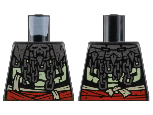 Torso Silver Skull Mantle and Chains, Yellowish Green Ribs, Red Sash Pattern