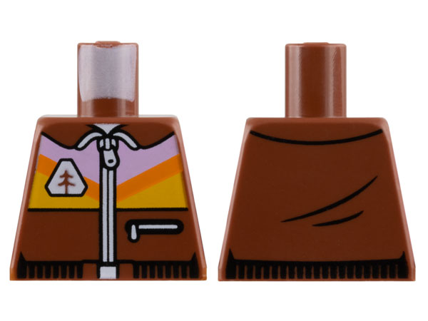 Torso Jacket, White Zipper, Bright Pink and Bright Light Orange Panel with Orange Diagonal Stripe Pattern