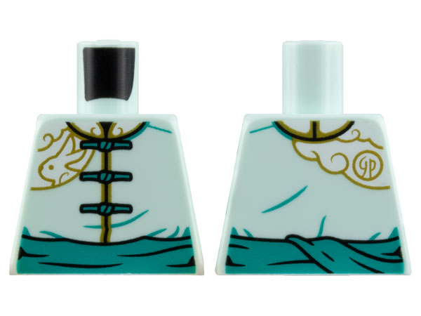 Torso Tang Jacket, Dark Turquoise Laces and Sash, Gold Trim, Rabbit, and Cloud Pattern