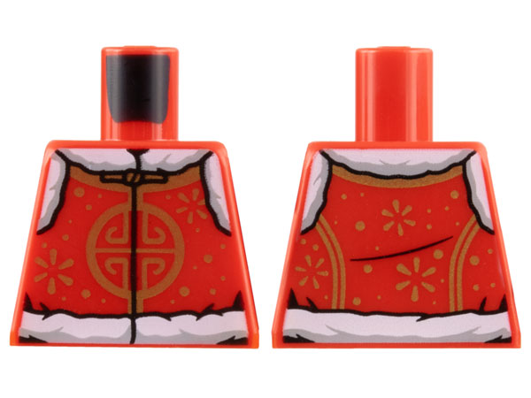 Torso Coat, White Fur Lining, Gold Lacing, Circle Design, Snowflakes and Dots Pattern