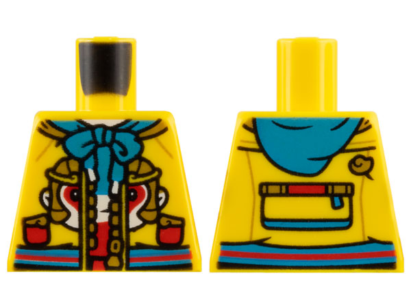 Torso Jacket, Dark Turquoise Drawstring and Hood, Gold Zipper, Monkey King Face Logo Pattern