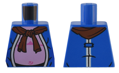 Torso Robe Open with White Trim, Reddish Brown Scarf, and Bright Pink Stomach Pattern