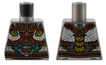 Torso Armor with Red and Gold Plates, White Clouds, and Silver Dragon Head Pattern