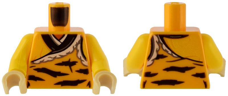 Torso Robe with Black Animal Stripes and White Fur Trim Pattern / Yellow Arms / Tan Hands