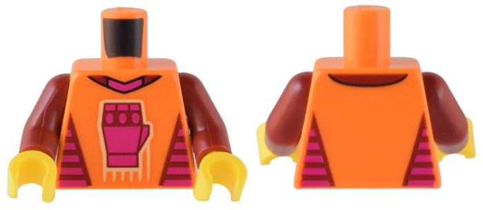 Torso T-Shirt with Magenta Fist, Collar, and Side Panels Pattern / Dark Red Arms / Yellow Hands