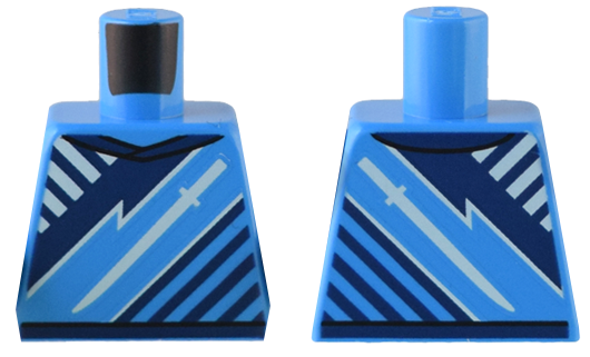 Torso T-Shirt with White Sword and Angled Dark Blue Lines Pattern