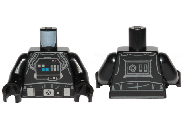 Torso SW TIE Pilot, Life Support System, Tubes, Belt with Buckle, Boxes and Dot, Creases on Back Pattern / Black Arms / Black Hands